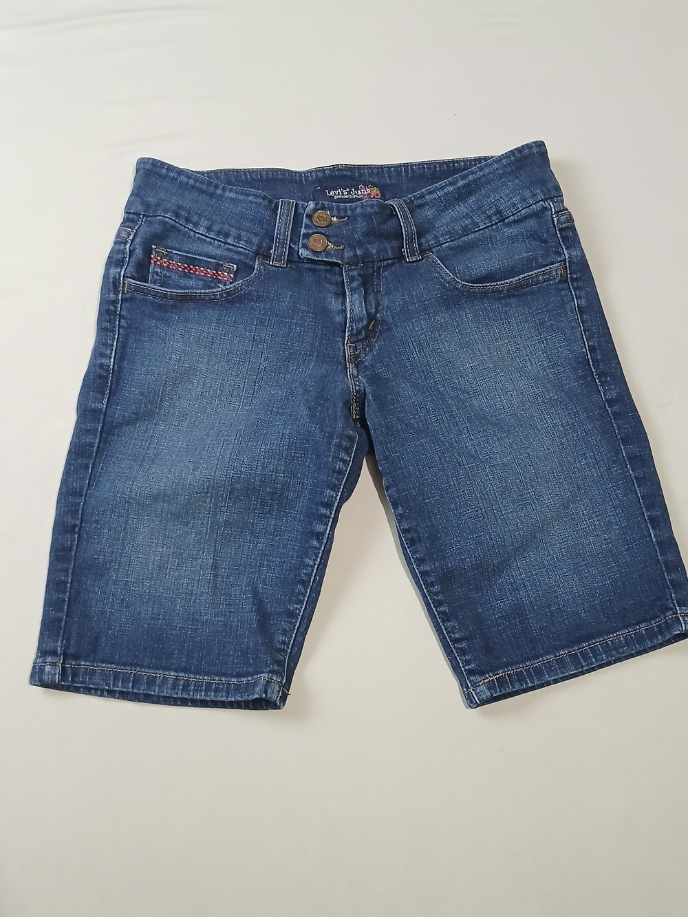Girls Levi's Genuinely Casual Stretch Denim Bermuda Shorts Size 7 Medium Wash